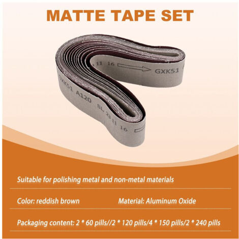 10 bandes abrasives 50x686mm mélange grains 60/120/150/240 (1/5)