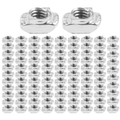 100 écrous marteau M5 acier carbone aluminium connecteur T coulissant (1/5)