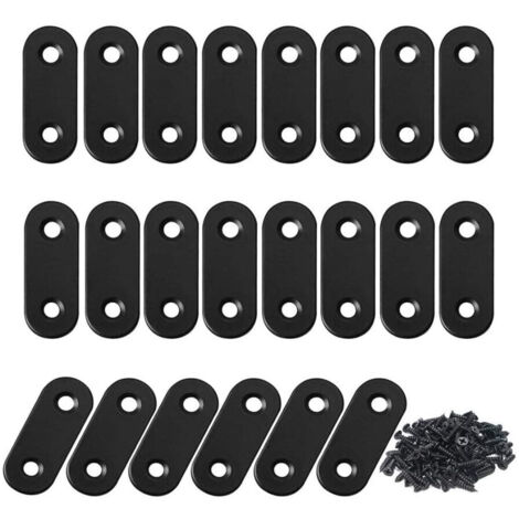 22 pièces équerres renfort acier inoxydable noir, connecteur réparation avec vis (1/5)