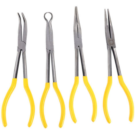 4 pinces bec extra long 11 pouces coudées droites outil mécanicien (1/5)