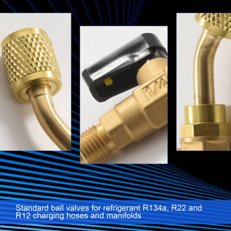 Vanne bille compacte coudée 1/4" SAE R410A R134A climatisation 3 pièces (1/5)