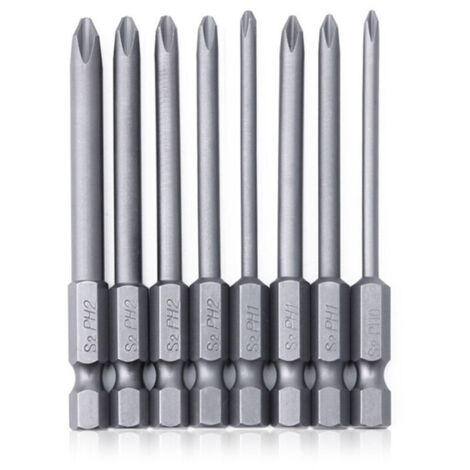 8 pièces forets tige hexagonale 1/4" longs aimantés Phillips S2 pour perceuse (1/2)