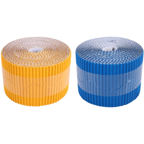 2 rouleaux papier bordure festonnée décorative, jaune et bleu (1/2)