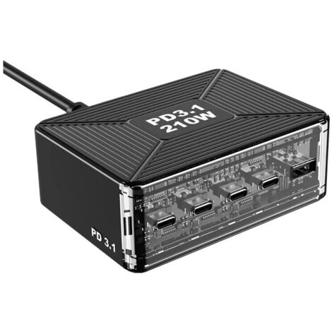 Chargeur bureau GAN 210W PD 3.1 station rapide USB Type-C pour Samsung S23 téléphone/te prise EU (1/5)