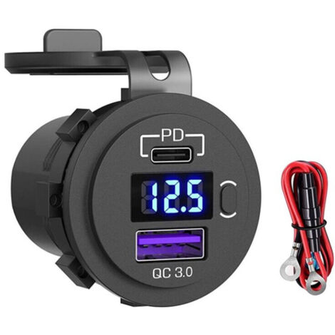 Chargeur SUV USB rapide 12V/24V 3.0 étanche 36W Type-C PD avec interrupteur