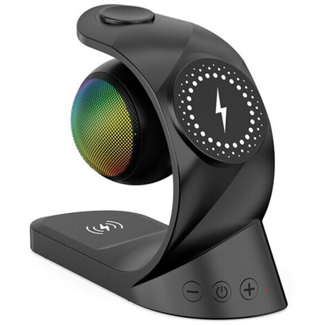 Haut-parleur 5 en 1 chargeur sans fil magnétique 15W rapide pour montre écouteurs et téléphone Noir universel (1/5)