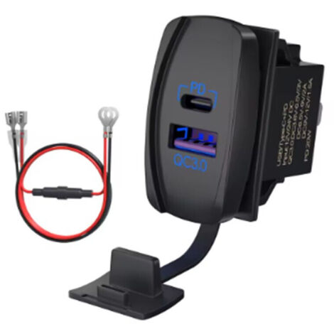 Interrupteur bascule USB 12V étanche USB C et QC 3.0 double port prise charge PD pour voiture UTV RZR camion bateau (1/2)