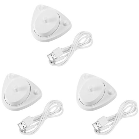 3X adaptateur chargeur remplacement brosse à dents électrique Oral-B base induction 3757 Blanc câble USB (1/5)