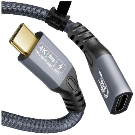 Câble extension USB 4K Type-C mâle vers femelle 20Gbps 240W transmission données HD 0.5m (1/5)