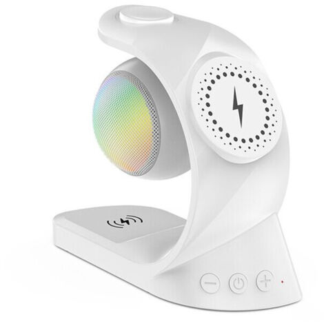 Haut-parleur 5 en 1 chargeur sans fil magnétique 15W rapide pour montre écouteurs et téléphone Blanc universel (1/5)