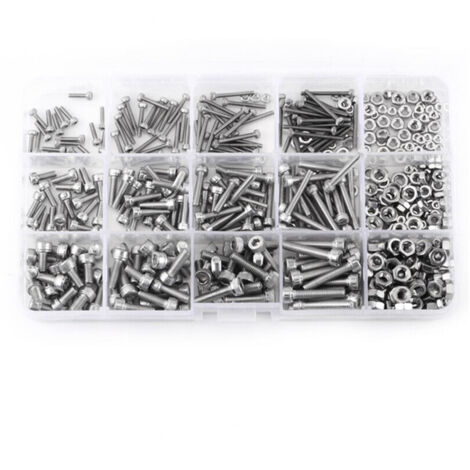 480 pièces vis écrous hexagonaux inox M2 M3 M4 outil réparation