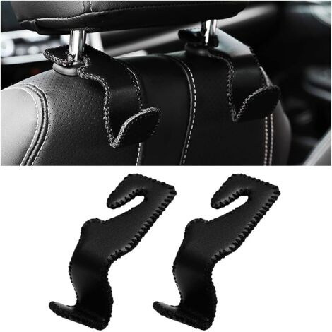 2 crochets appuie-tête auto en cuir, crochets de rangement, noir (1/3)