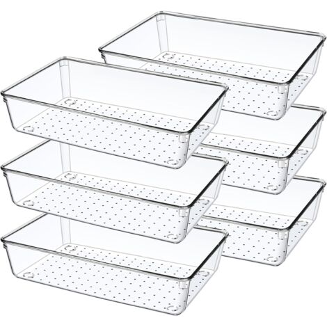 6 boîtes de rangement salle de bain, plastique, tiroirs cuisine, commode, maquillage, bureau (1/3)