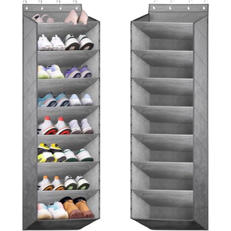1 range-chaussures suspendu, 8 poches profondes, 20 paires, non-tissé, gris (1/3)