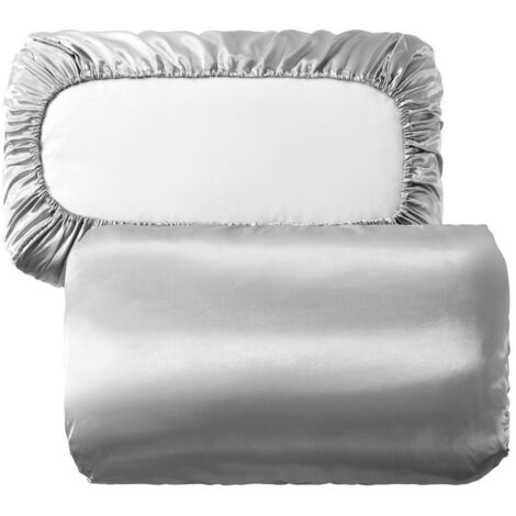 Ensemble de 6 taies d'oreiller de voyage en soie avec élastique, adaptées aux cheveux et à la peau, douces et portables, compatibles avec différents oreillers, 4670CM, gris fumé. (1/5)