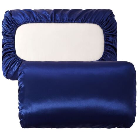 Ensemble de 6 taies d'oreiller, taies d'oreiller de voyage élastiques et soyeuses, adaptées aux cheveux et à la peau, douces et portables, conviennent à tous types d'oreillers, 4670CM, bleu marine. (1/5)