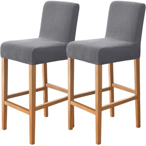 Ensemble de deux housses pour tabouret de bar, housse de siège élastique et amovible avec dossier, housse carrée, convient aux cuisines, restaurants et cafés - gris. (1/4)