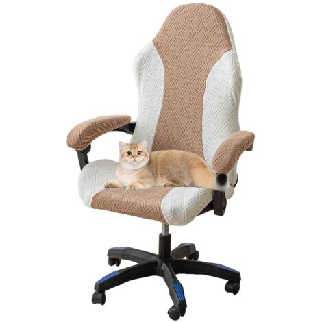 Housse de chaise gaming, avec accoudoirs, sangle élastique, kaki 2 (1/5)
