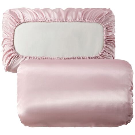 Ensemble de 6 taies d'oreiller, taies d'oreiller de voyage soyeuses avec élastique, adaptées aux cheveux et à la peau, douces et portables, conviennent à différents oreillers, 4670CM, roses. (1/5)