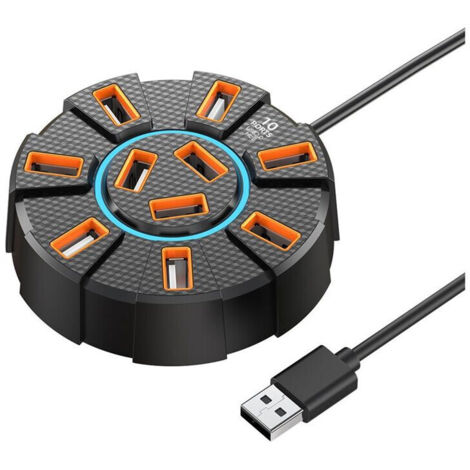 Adaptateur répartiteur multiple USB 2.0 5 Gbit/s haute vitesse répartiteur USB adaptateur alimentation extension multiple pour PC portable 10 (1/5)