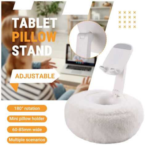Support lecture réglable pour pillow stand avec bol peluche 360 support téléphone lit blanc (1/5)
