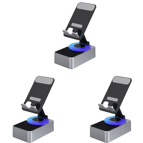 3X support téléphone portable 3 en 1 banque alimentation audio haut-parleur appel bureau rotatif pliable multifonction gris (1/5)