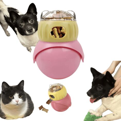 Balle distributrice de friandises détachable pour animaux de compagnie, petite balle rose. (1/4)