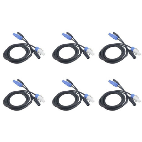 6X cable DMX Powercon combinaison prise Powercon et ligne signal DMX XLR pour transit signal connexion alimentation lumineuse (A) (1/5)