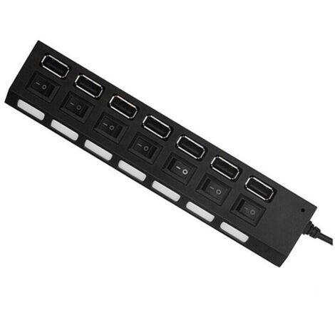 Hub USB 2.0 répartiteur USB adaptateur multi-hub USB plusieurs adaptateur secteur avec accessoires commutation pour PC portable noir (1/5)