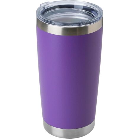 Gobelet acier inoxydable 20oz avec couvercle isotherme voyage café bière chaud froid portable voiture, violet (1/5)