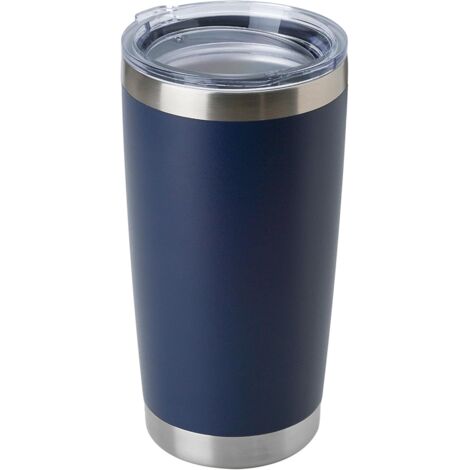 Gobelet acier inoxydable 20oz avec couvercle isotherme voyage café bière chaud froid portable voiture, bleu marine (1/5)