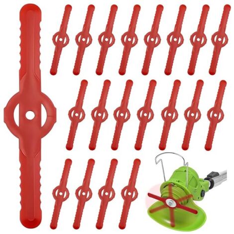 100 lames plastique rechange débroussailleuse tondeuse gazon arbuste coupe dentelé universel, rouge (1/5)