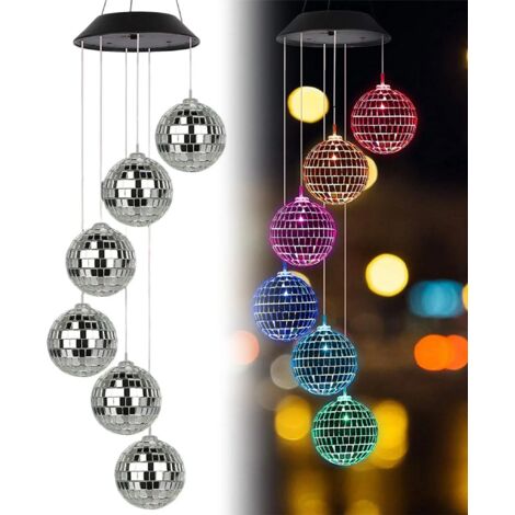 Carillons éoliens solaires lumineux, carillons éoliens à boules de cristal mosaïques solaires avec LED, carillons éoliens décoratifs pour jardins, terrasses et maisons, idées cadeaux idéales.