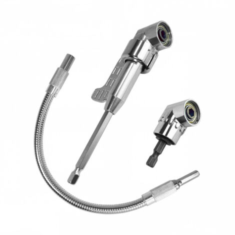 Kit d'accessoires de perçage à angle droit 3 en 1 – Adaptateur de perçage à angle droit à 105° et rallonge flexible à tige hexagonale pour visseuses à percussion, bricolage et réparations automobiles (1/5)