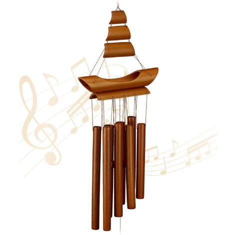 Carillon éolien en bambou en forme de voilier, style rétro (1/2)