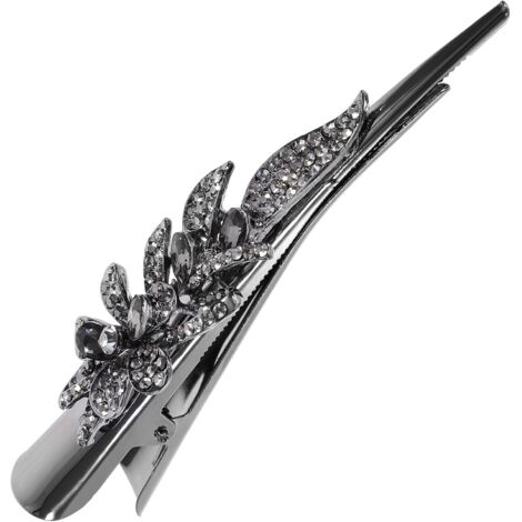 Pince à cheveux strass, grande pince à cheveux rétro en cristal, accessoire en métal (1/4)