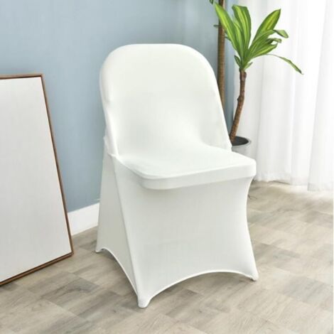 Housses de chaises pliantes élastiques, adaptées aux décorations de mariage, aux fêtes d'anniversaire, aux banquets d'hôtel, blanc foncé, 1 pièce.