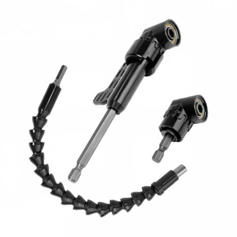 Kit d'accessoires de perçage à angle droit 3 en 1 – Adaptateur de perçage à angle droit à 105° et rallonge flexible à tige hexagonale pour visseuses à percussion, bricolage et réparations automobiles (1/5)