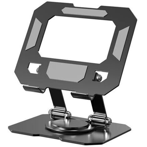 Support de tablette de bureau, support de tablette de bureau rotatif et réglable à 360°, support de tablette pliable en alliage d'aluminium (noir). (1/4)
