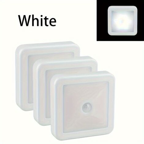 Lot de 3 veilleuses LED à détecteur de mouvement, adaptées aux salles de bains, tables de chevet, couloirs, toilettes, escaliers et armoires - veilleuses intelligentes, faciles à installer, éclairage (1/5)