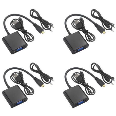 4X Cable Adaptateur Micro- Vers VGA Convertisseur Vidéo 1080P avec Prise Audio Cable D'Alimentation USB pour Caméra Raspberry Pi 4 (1/5)