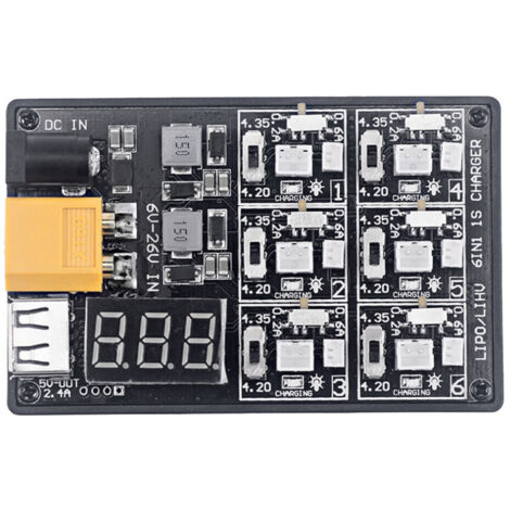 Chargeur 6IN1-1S LéGer et Portable Lipo LiHv Chargeur Board pour RC Toy Model Batteries RC Accessoire (1/4)