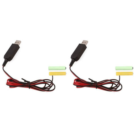 2X USB 5V à 3V LR03 AAA Dummy Batterie Eliminators Cable pour Télécommande Radio LED Lumière 1m (1/5)