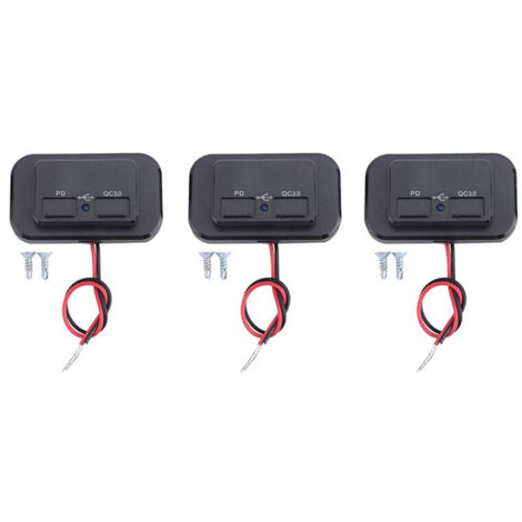 3X Chargeur de Voiture USB+PD Prise 12V/24V SéParateur de Charge USB Adaptateur Secteur pour Moto Camping-Car-Camion ATV Bateau Voiture RV