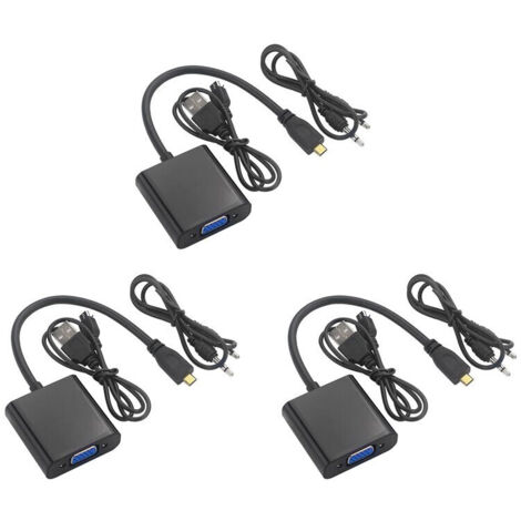3X Cable Adaptateur Micro- Vers VGA Convertisseur Vidéo 1080P avec Prise Audio Cable D'Alimentation USB pour Caméra Raspberry Pi 4 (1/5)