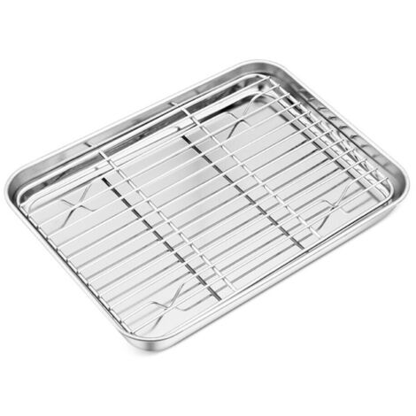 Plaque de cuisson en acier inoxydable avec grille de refroidissement amovible, plaque de cuisson pour gril, D (1/4)