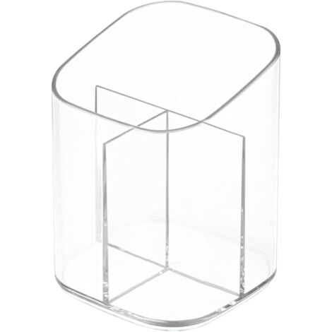 Porte-crayons transparent en acrylique à trois emplacements, organisateur de pinceaux de maquillage de bureau, Geschikt voor pour le bureau, l'école et la maison. (1/4)