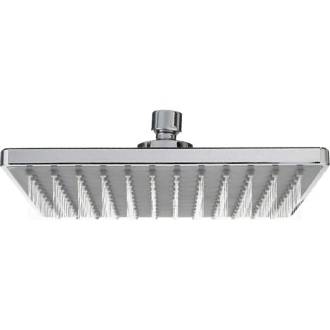 Pommeau de douche carré de 20 cm (8 pouces) à effet pluie, réglable G1/2, haute pression, chromé et poli, kit de remplacement pour pommeau de douche effet pluie. (1/3)