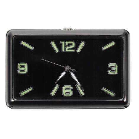 Horloge de voiture analogique noire, boîtier en métal, cadran en verre. (1/4)
