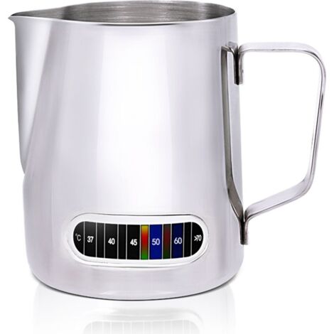 Mousseur à lait de 350 ml (12 oz) avec affichage de la température, en acier inoxydable, livré avec un mousseur à lait/tasse, adapté au latte art et à l'utilisation par les baristas. (1/4)